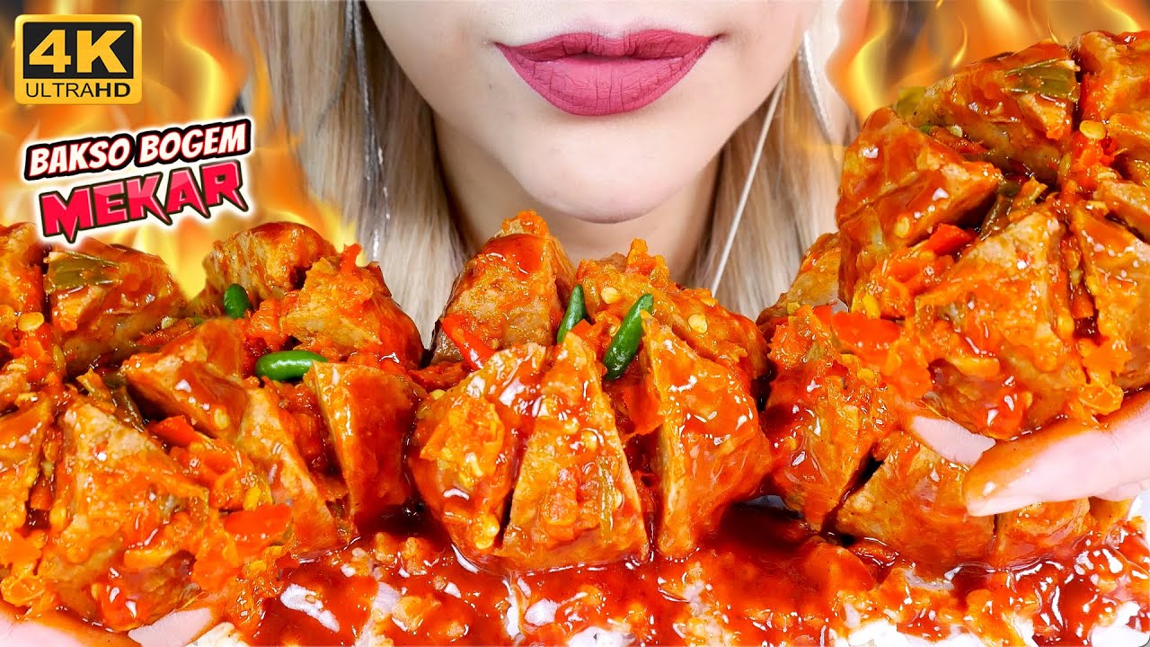 ASMR 🔥🥵BAKSO URAT BOGEM MEKAR JUMBO SAMBAL LAVA MERCON🧨 SPICY JUMBO MEATBALLS