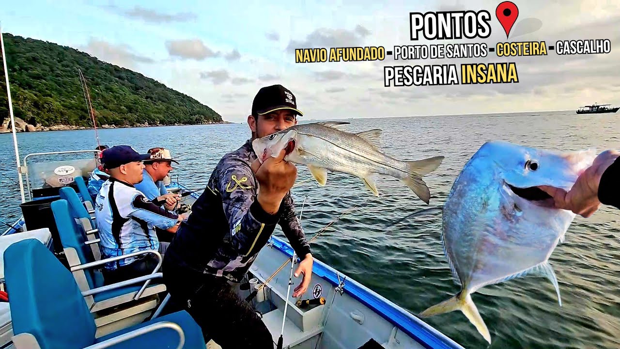 Muito PEIXE na linha - ROBALO - Peixe GALO - Peixe ESPADA - Varias espécies - PESCARIA em Santos