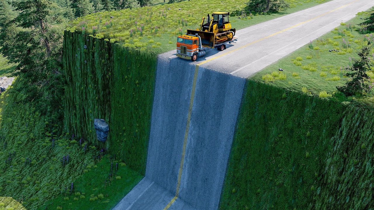 Cars vs Unfinished Road #2 | BeamNG Drive | Vehicle Destruction Physics