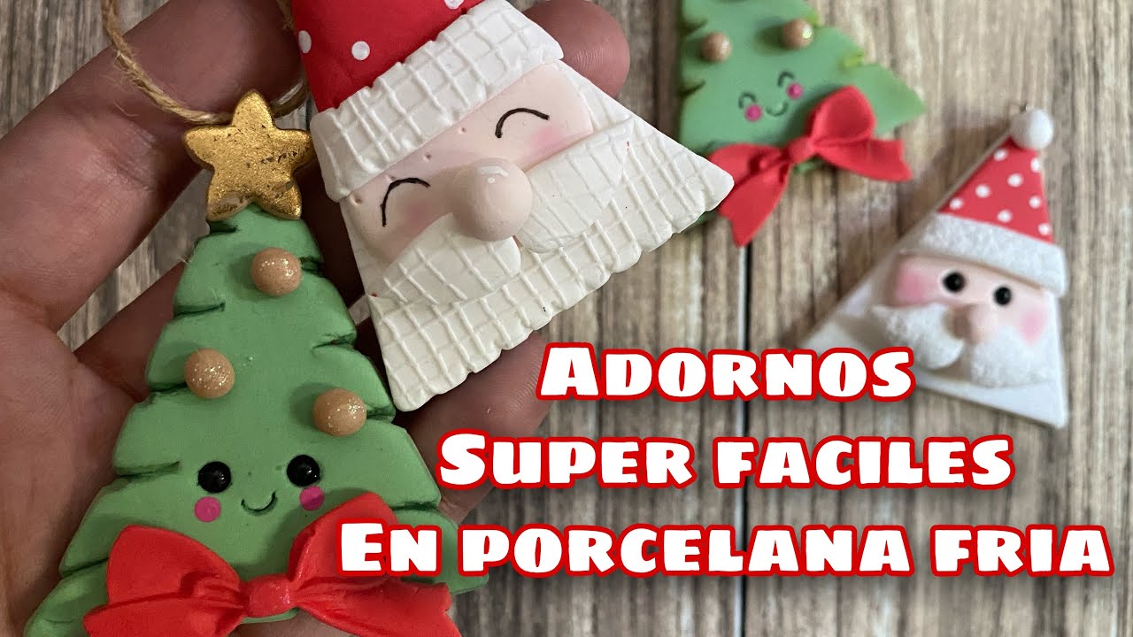 COMO HACER ADORNOS FACILES PARA EL ARBOLITO EN PORCELANA FRIA - NAVIDAD DIY
