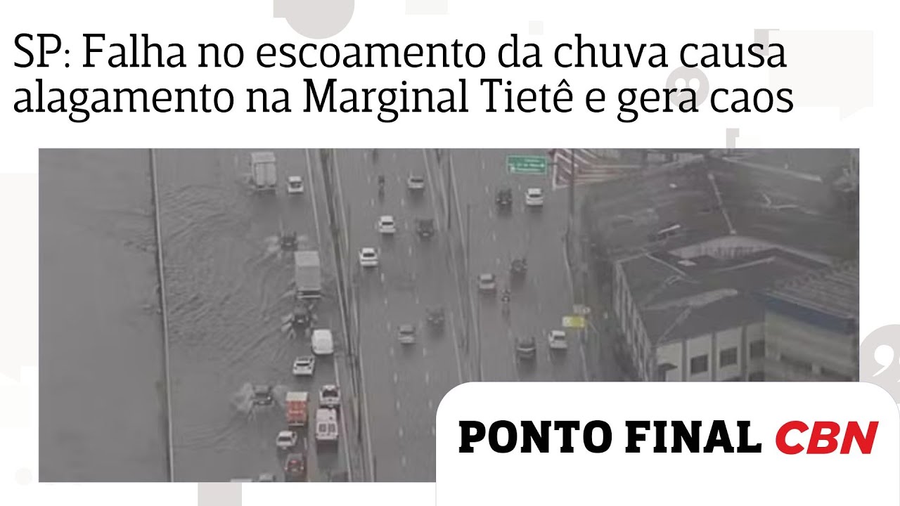 Falha no escoamento da chuva causa alagamento na Marginal Tietê e gera caos no trânsito em SP