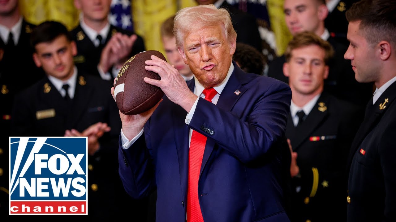 Trump welcomes the Navy football team to the White House