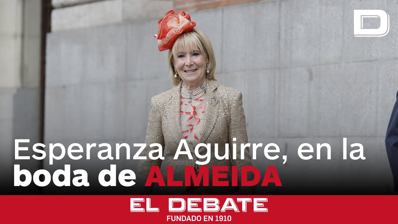 Esperanza Aguirre y otros invitados llegan a la boda de Almeida y Teresa Urquijo