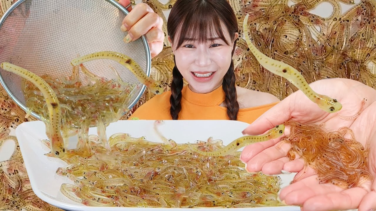 Ice Goby Sashimi 🐟 Живые рыбы Sashimi есть звуки MUKBANG