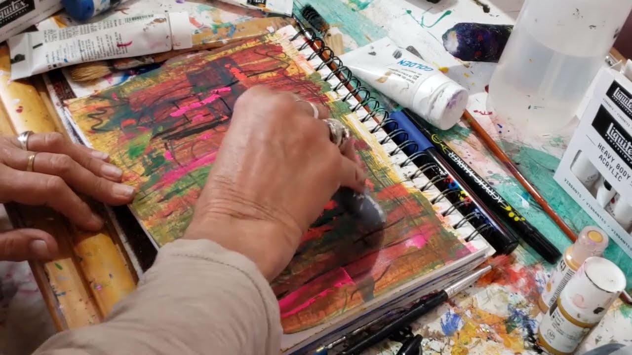 Intuitive Abstract Art Demo | Galactic Symbols ~ 20 min Acrylic Art Study play date 