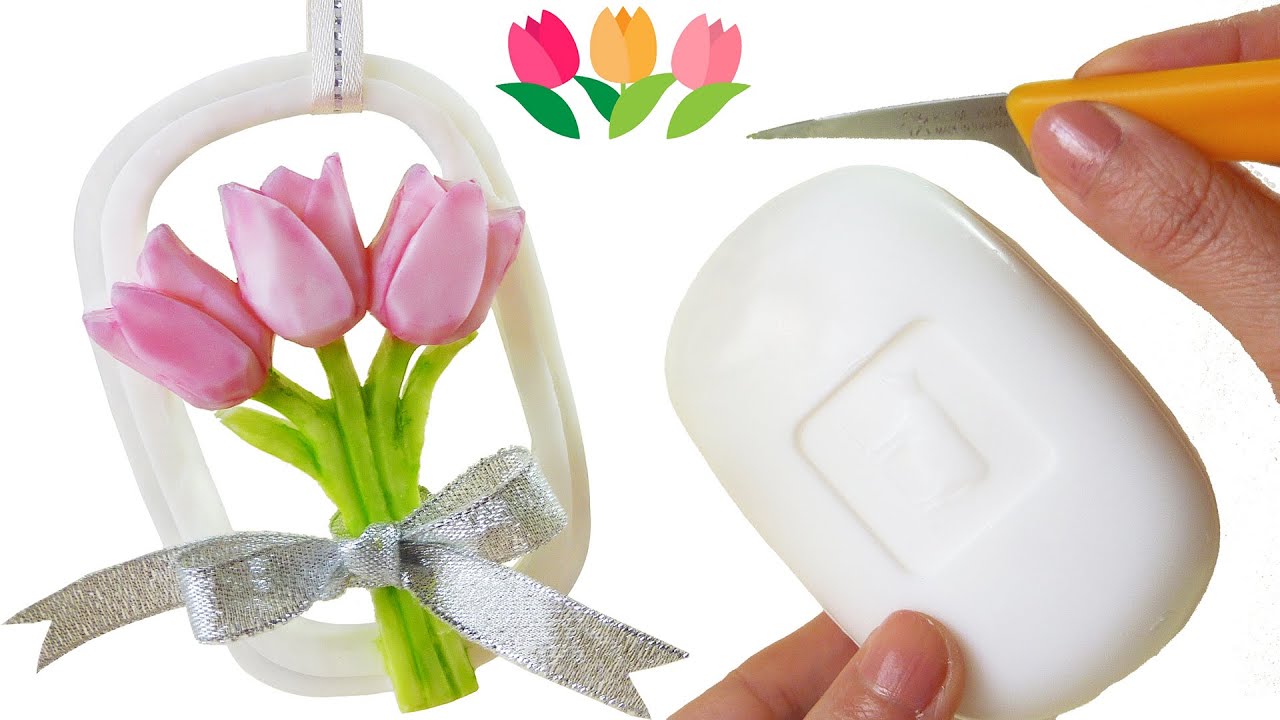 Tulip Bouquet Soap Carving - DIY Wall hanging - Soap Cutting Craft - Lovely Gift Idea