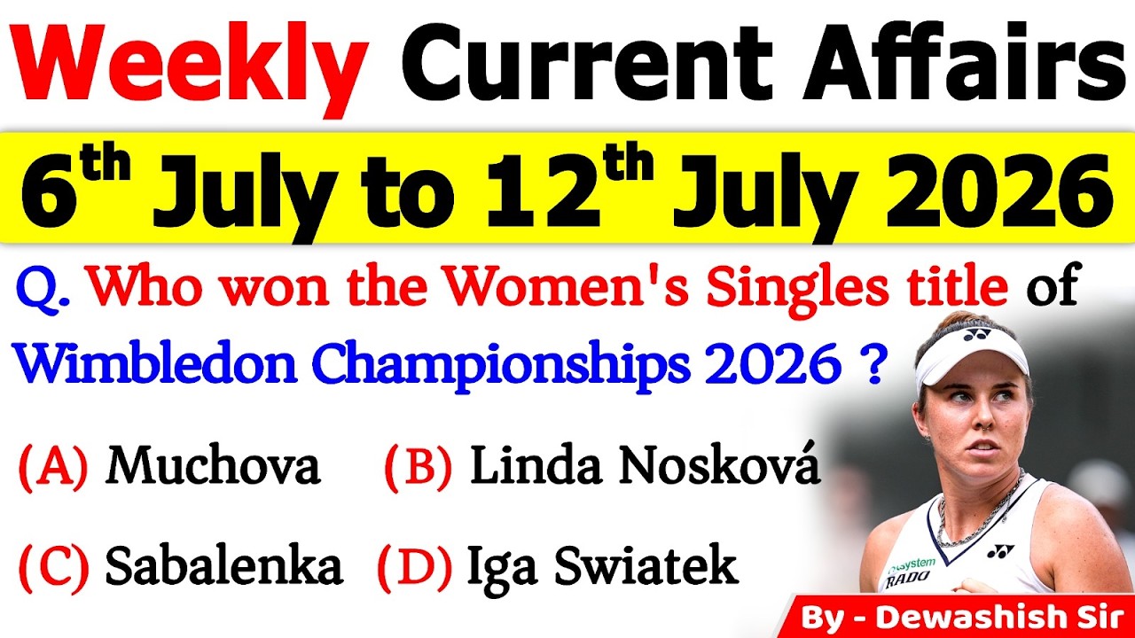 6-12 July 2026 Current Affairs 🔥 | Weekly MCQs | One Shot Revision | All Exams 2026