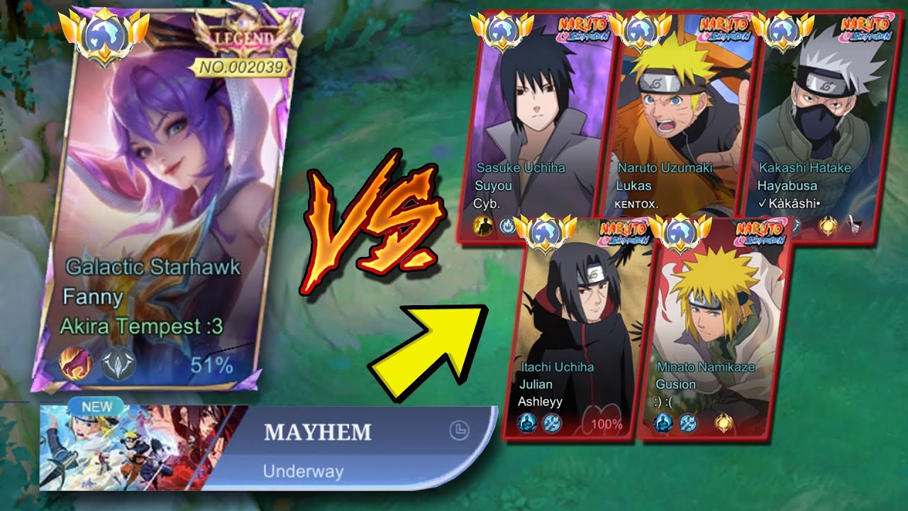 FINALLY! MAYHEM IS BACK! AKIRA VS 5MAN NARUTO SKINS!💀 FANNY MAYHEM FREESTYLE GAMEPLAY! -MLBB