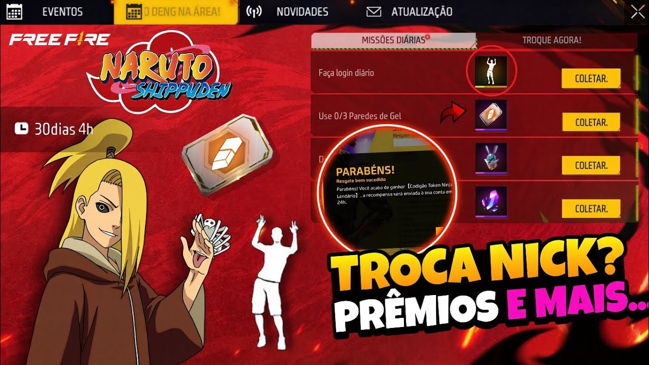 CORREE!! TROCA NICK GRÁTIS? PRÊMIOS 2025, PEGUE SEU EMOTE, 3° CODIGUIN E MAIS - NOVIDADES FREE FIRE