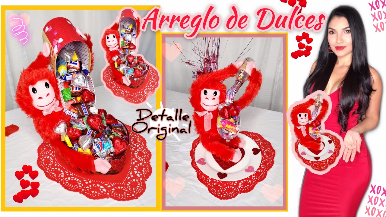 DIY/ Arreglo de Dulces * Detalle para San Valentin//Dollar Tree Valentine Floating Mailbox Monkey