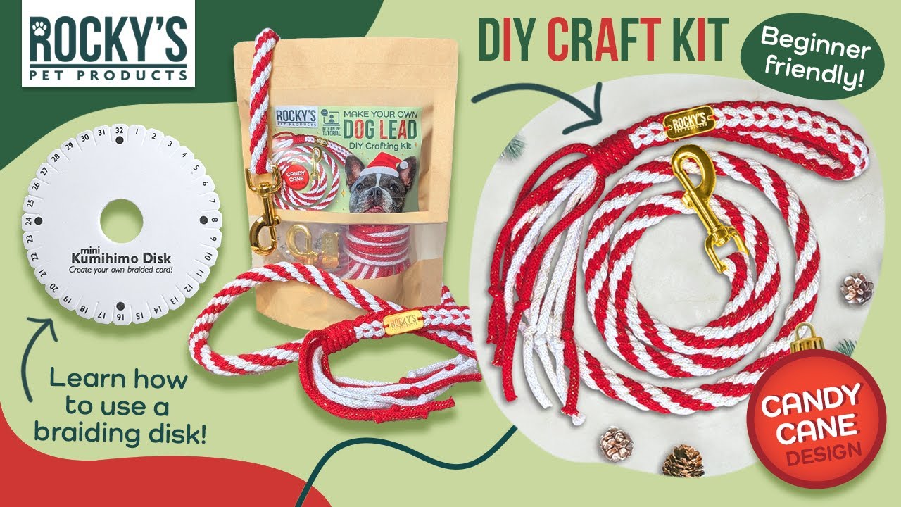 DIY Dog Lead Tutorial | Make Your Own Braided Dog Lead Festive Candy Cane Pattern with Kumihimo Disk