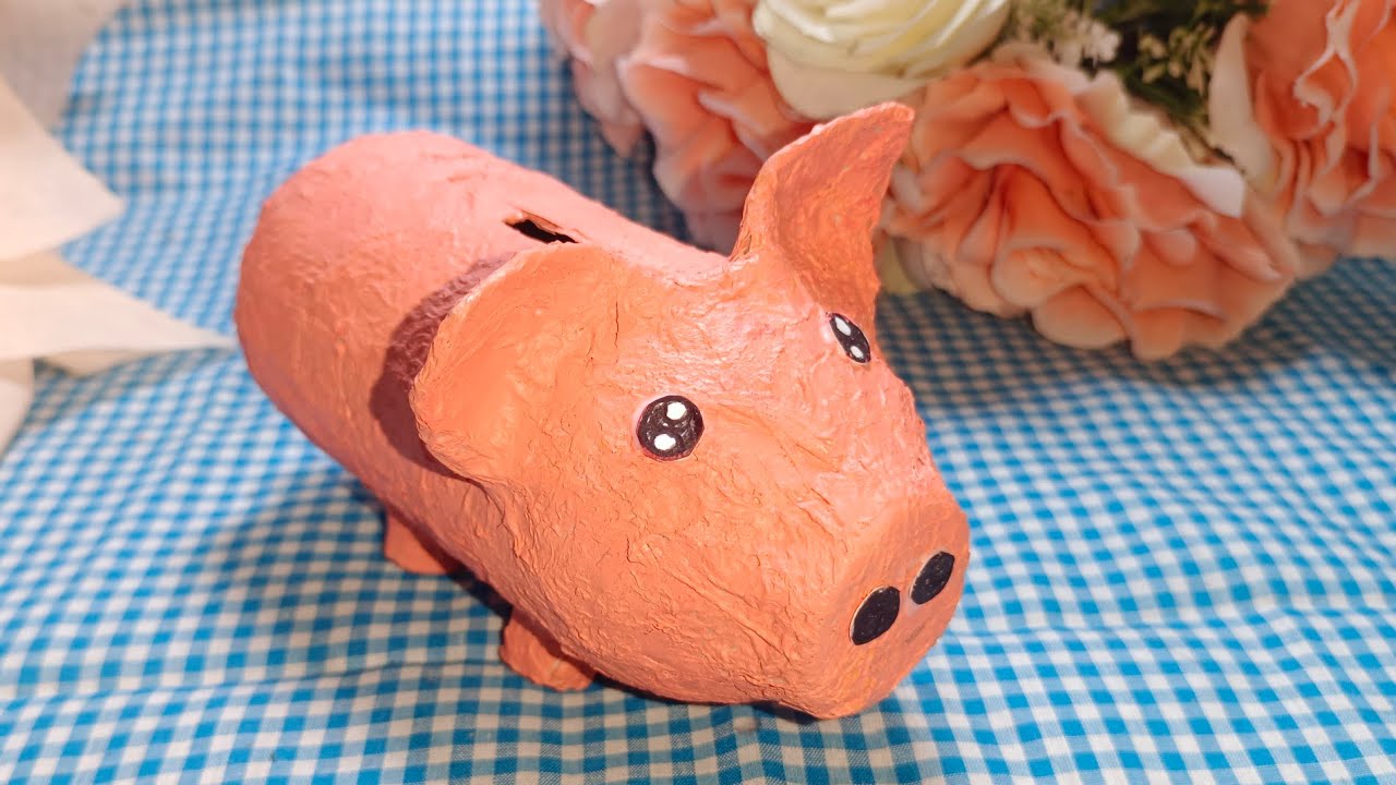 How to make paper mache piggy bank form bottle