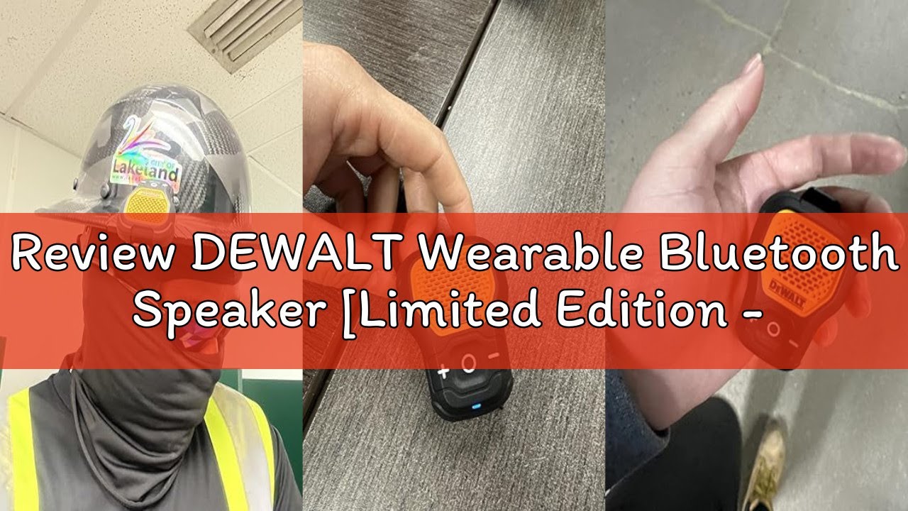 Review DEWALT Wearable Bluetooth Speaker [Limited Edition - Black] Clip-On Wireless Jobsite Pro Wate