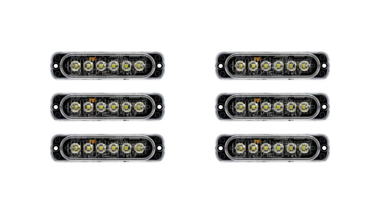 Low Profile Vehicle LED Mini Strobe Light Head - Single or Dual Color - 18 Watt