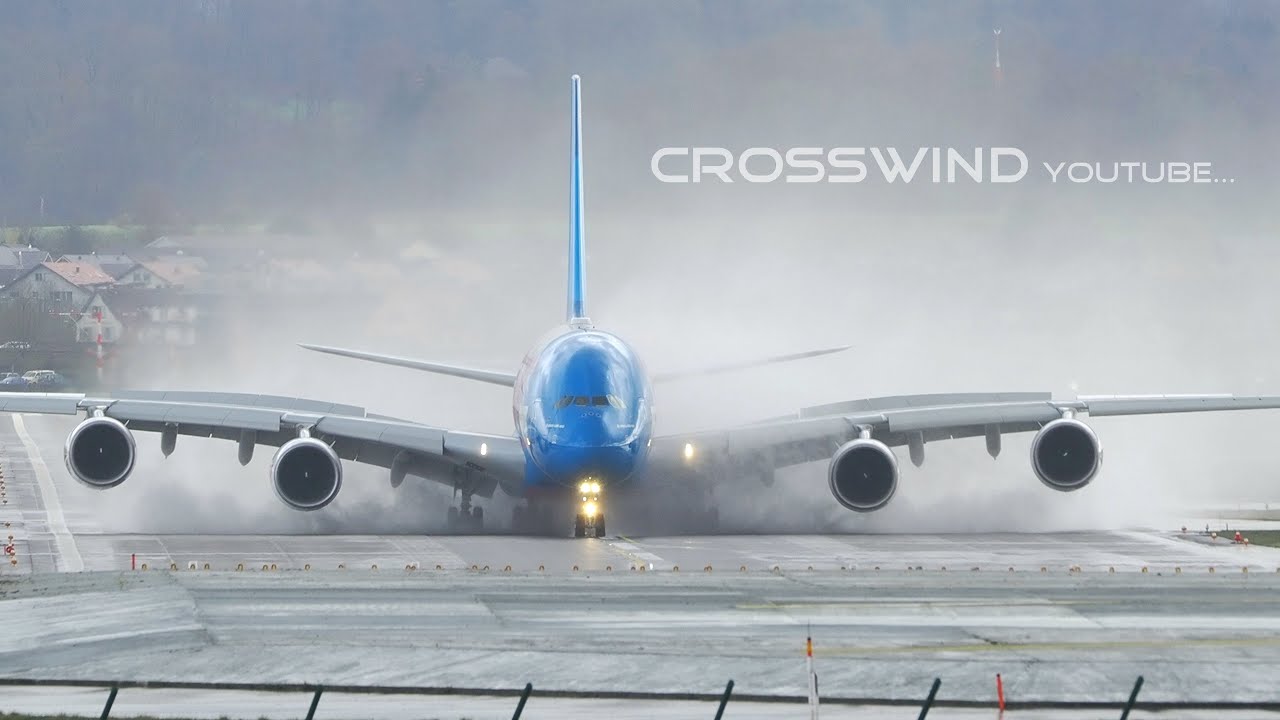 View from Two Angles... Emirates A380 Waterspray Landing Zurich Airport March 2023
