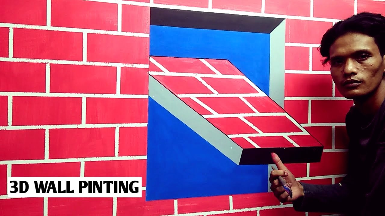 OPTICAL ILLUSION 3D WALL PAINTING  | 3D WALL DECORATION EFFECT | MURAL DINDING 3D