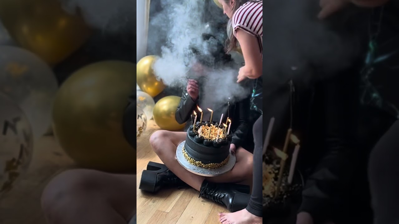 Birthday girl's hair catches FIRE
