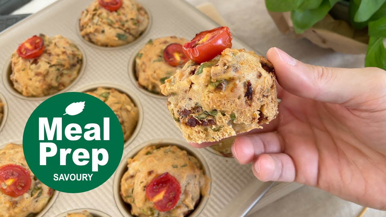 Savoury fluffy vegan muffins 🌱 breakfast meal prep + whole food plant based recipe