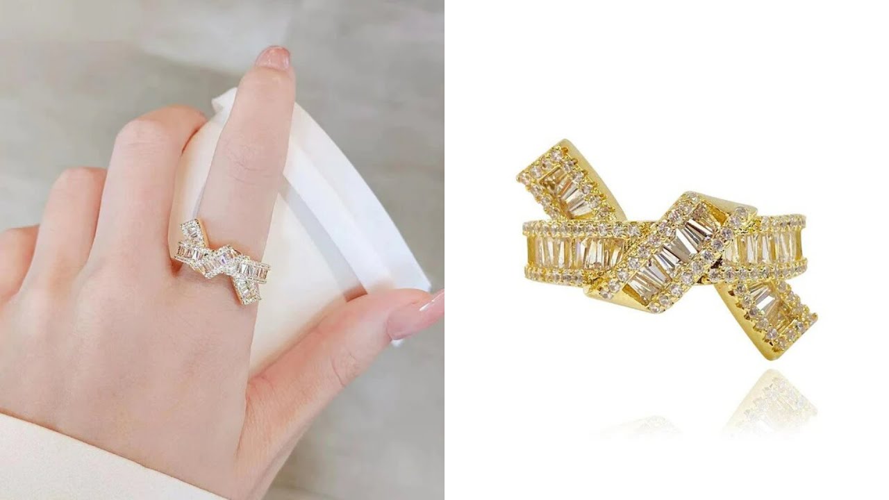 Knot Design Trapezoidal Cutting Hollow Open Ring - Monarjew