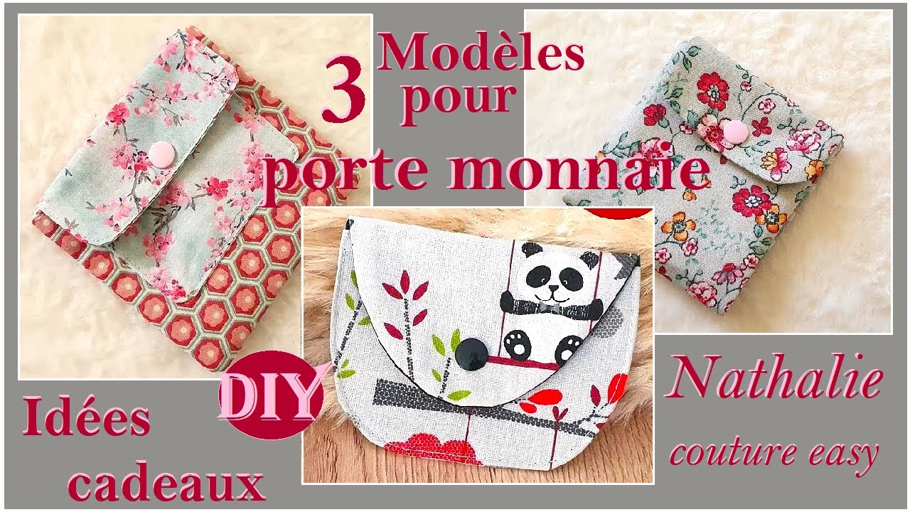 3 Modèles de porte monnaie DIY couture facile by Nathalie couture easy