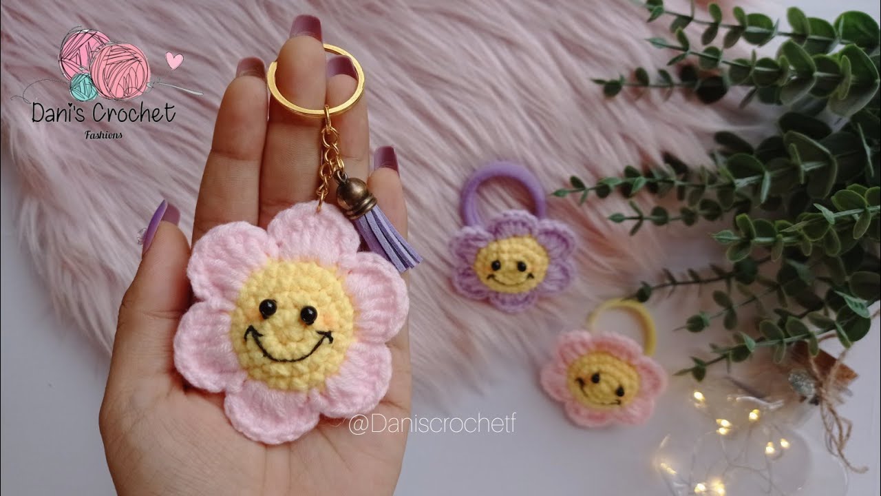 nueva TENDENCIA ✅fácil y rápido llavero/FLOR feliz a crochet| ideal para emprender 💮💰