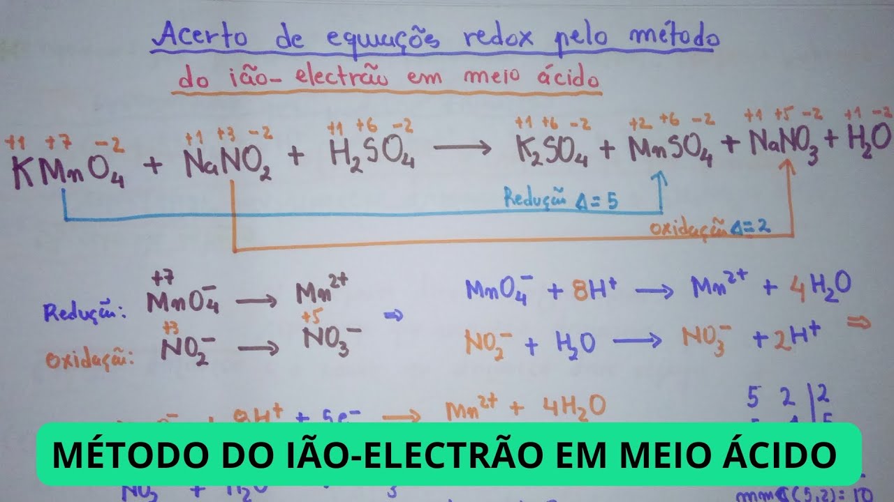 Acerto de equações redox pelo método do ião-electrão (íon elétron) em meio ácido