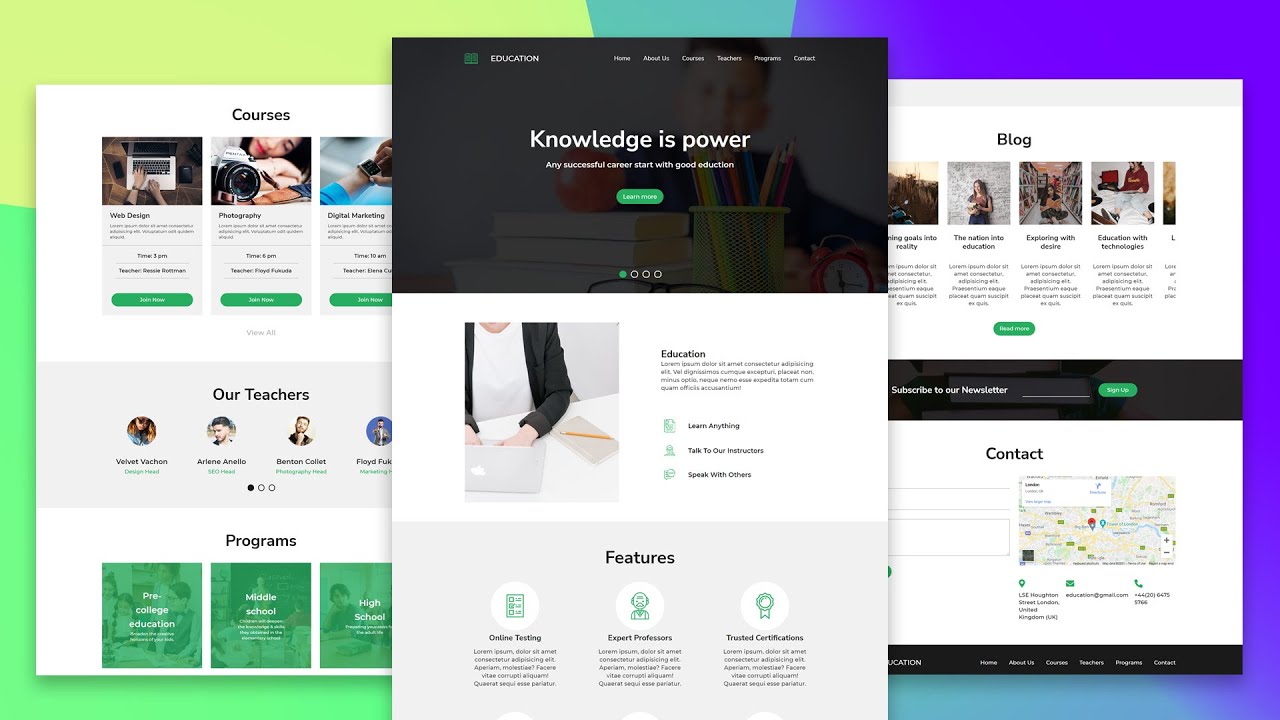 Education Website Template Design Using HTML, CSS & jQuery | With Slick Slider