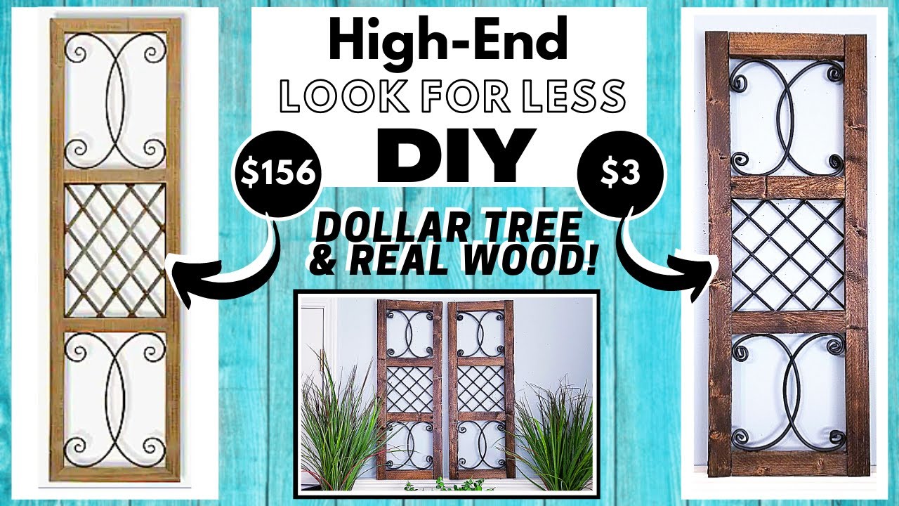 HIGH END DIY Look for Less | Wood & Faux Iron Wall Decor | Shutter Style | DOLLAR TREE & Wood for $3