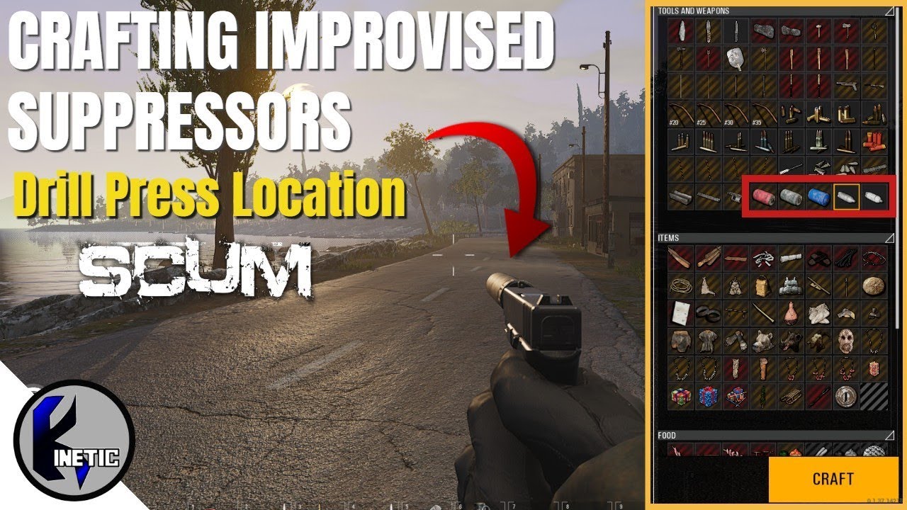 SCUM | How to Craft Improvised Suppressors/Drill Press Location/Closed Door Bug [Update 0.1.37]