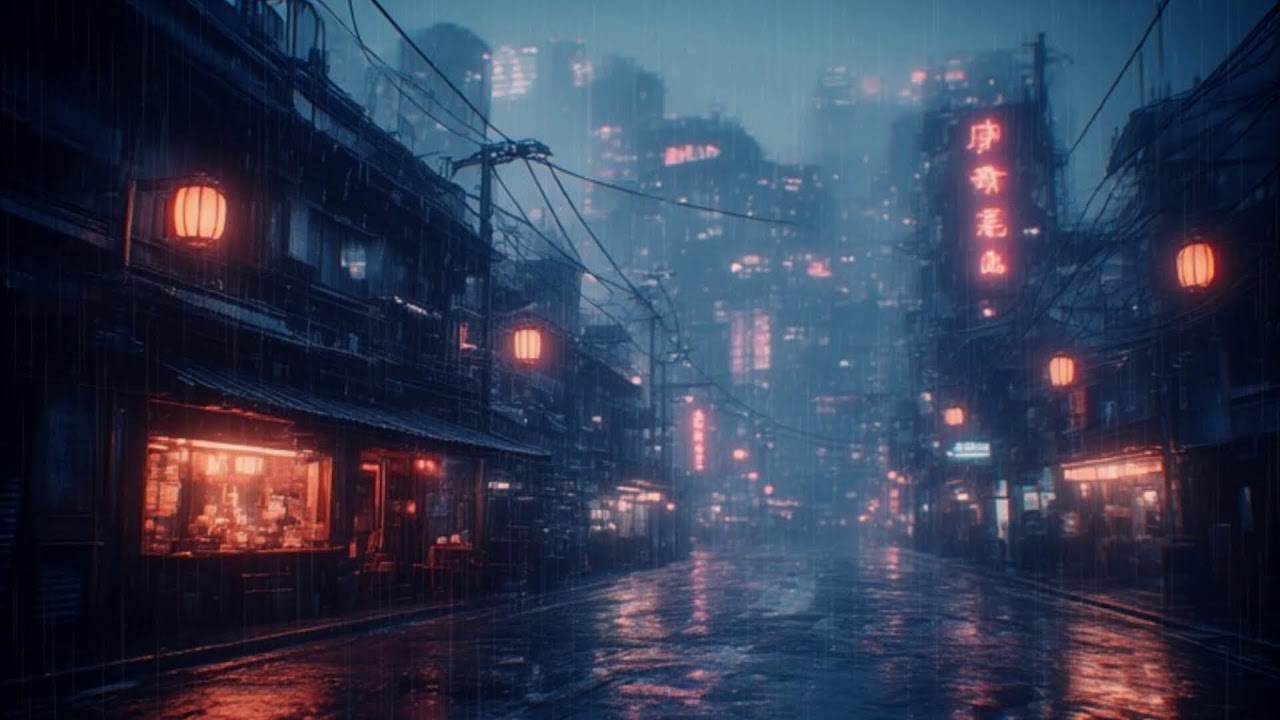 Rain in Lantern Lit Alley with Lofi Chillhop | Soothing Atmosphere for Deep Focus and Calm Mind 🌧️✨
