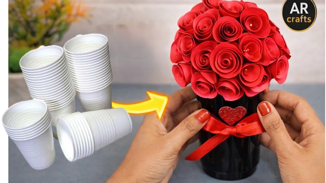 DIY Glowing Rose Bouquet Using Waste Materials | Easy Craft