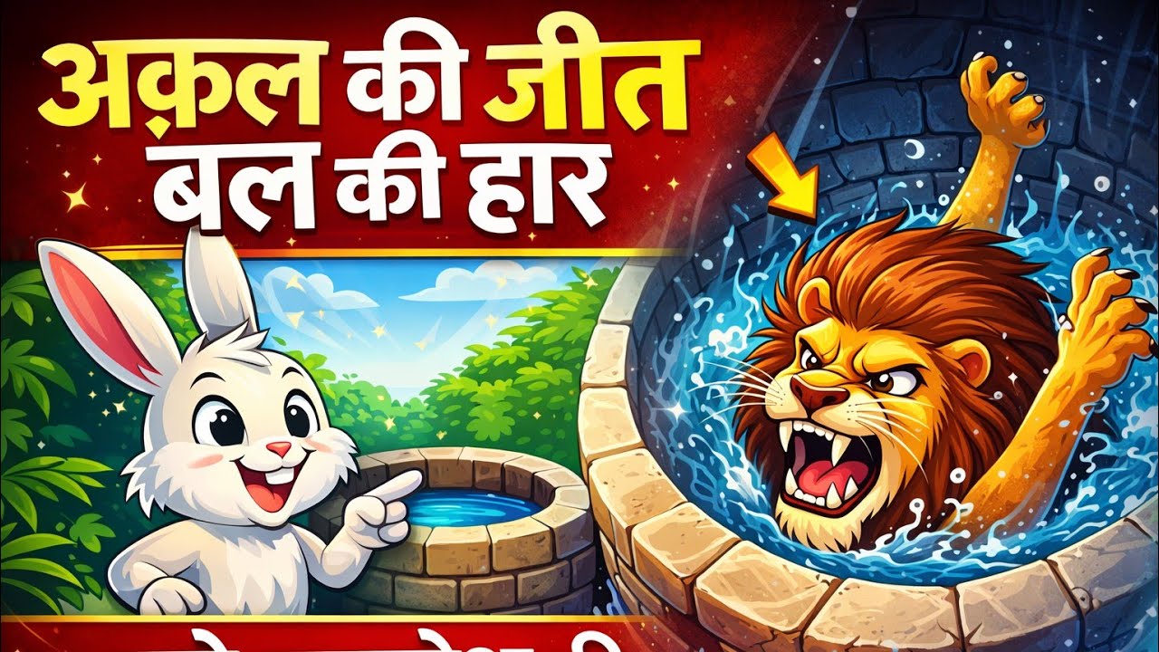 🐰🦁 खरगोश की चतुराई || अत्याचारी शेर और भयभीत जंगल( panchatantra ki kahani) #kidsvideo 