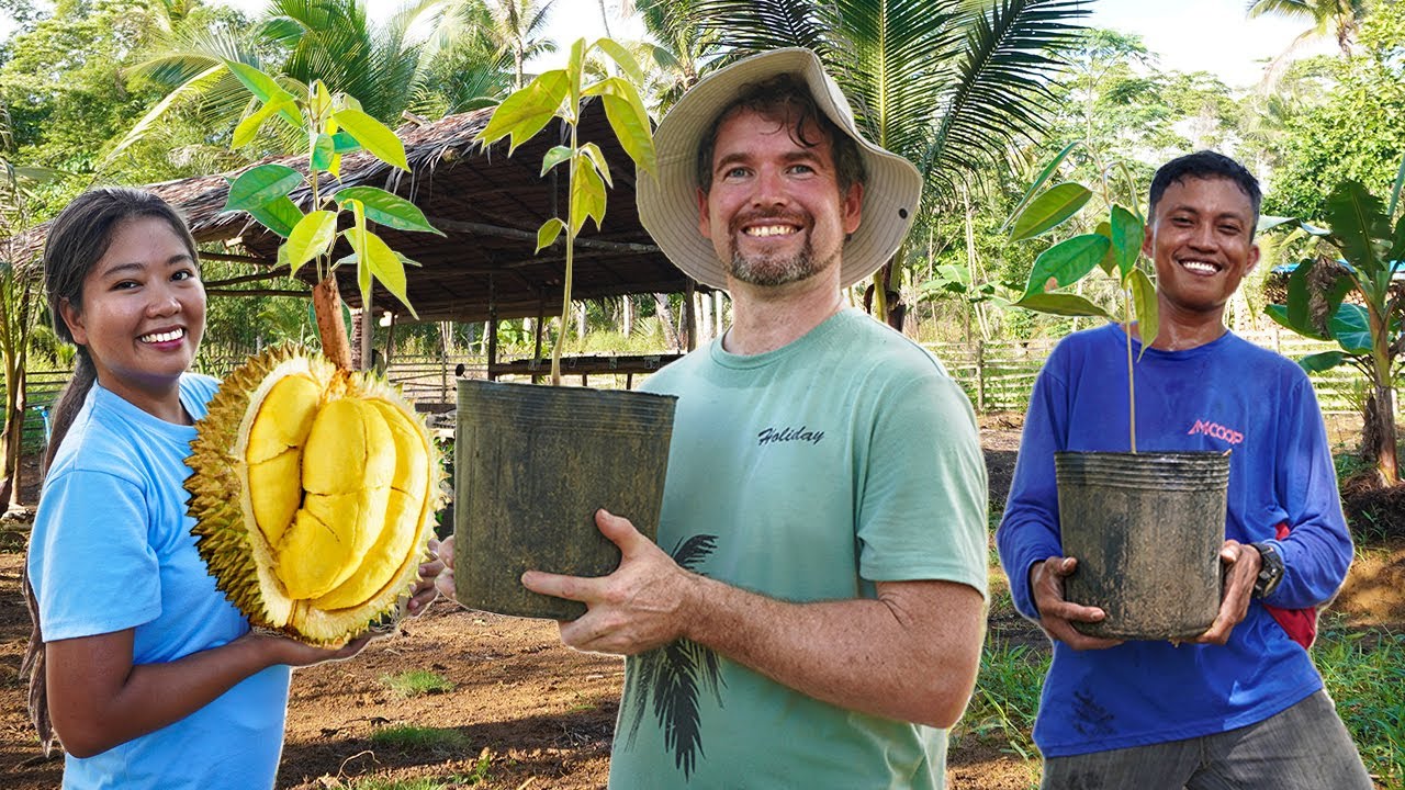 PLANTING DURIANS AND COOKING A DELICIOUS LUNCH AT THE FARM | ISLAND LIFE