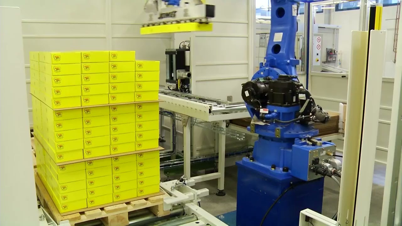Jomet Dispack WA and palletizer for liquorice packages