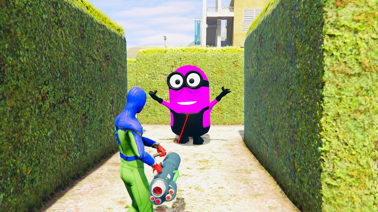 GTA 5 Spiderman Vs Pink Minion Ragdolls Ep 83