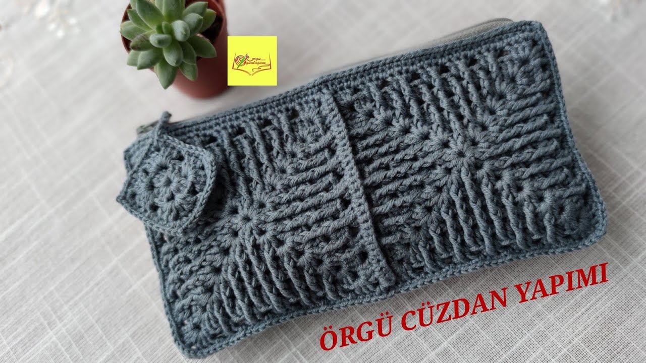 MOZAİK MOTİF CÜZDAN YAPIMI 💮 ÖRGÜ CÜZDAN YAPIMI 💮 Kar kristali Motifli Cüzdan 🌸 Örgü mini çanta
