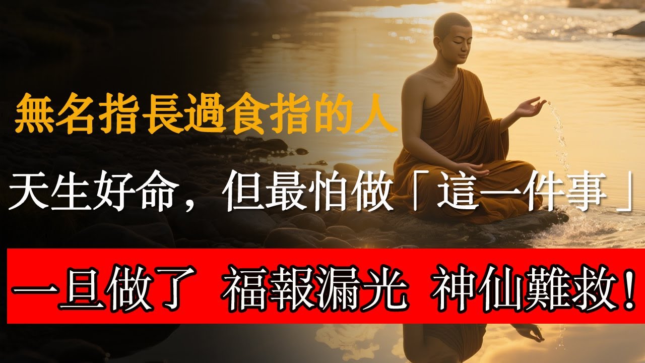 無名指長過食指的人，天生好命，但最怕做「這一件事」！一旦做了，福報全漏光，神仙也難救！ #佛教文化 #修心修行 #傳統文化 #人生感悟 #佛法 #正能量 #禅意生活