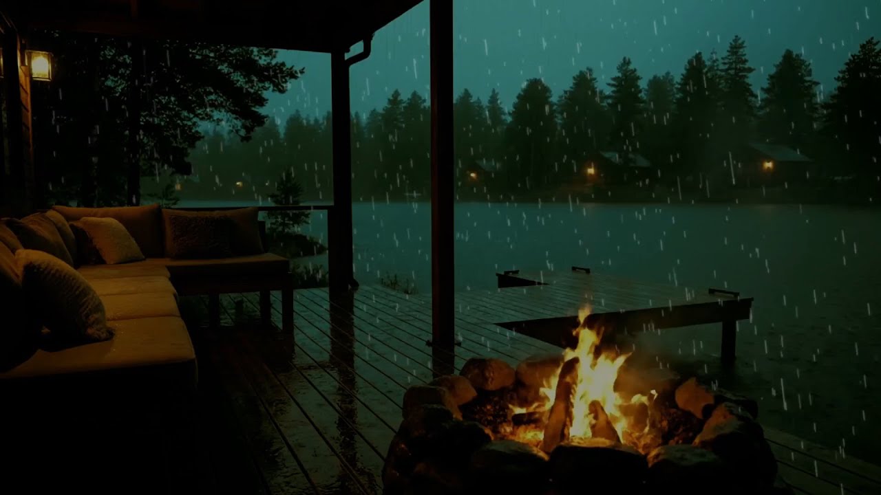 (Без рекламы) Нежный ночной дождь и потрескивающий камин 🌧️🔥 Low-light атмосфера для сна | 6 часов