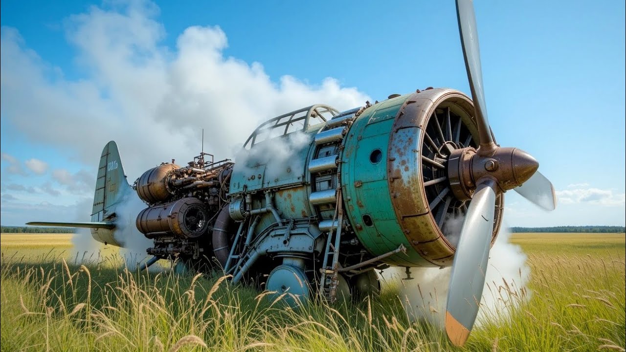 Great OLD PROPELLER Airplane Engines Cold Starting up and Heavy Sound 18