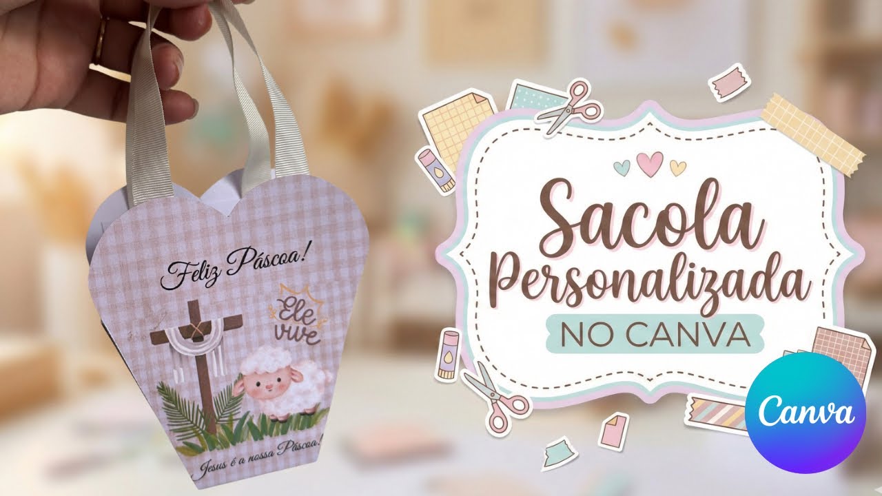 Lembrancinha de Páscoa Barata e Fácil no Canva: Sacolinha Personalizada (Passo a Passo)