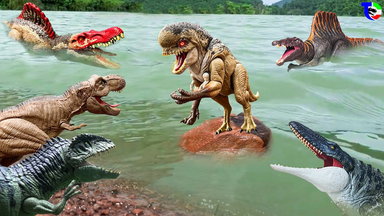 T-REX, SPINOSAURUS & MOSASAURUS Vs D-REX 🦖 Final Battle | Rexy Adventures | Jurassic World