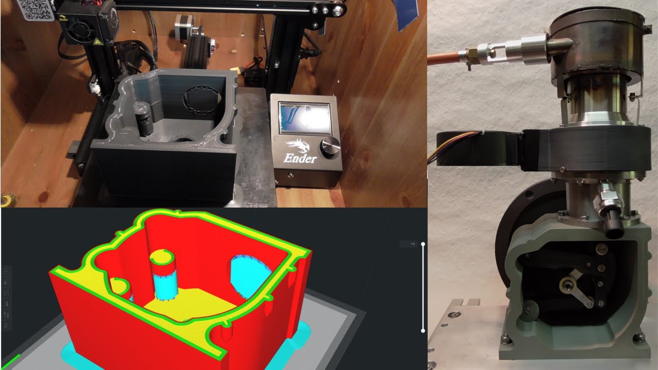 Stirling engine with 3d printed half rhombic drive and details of development and optimisation