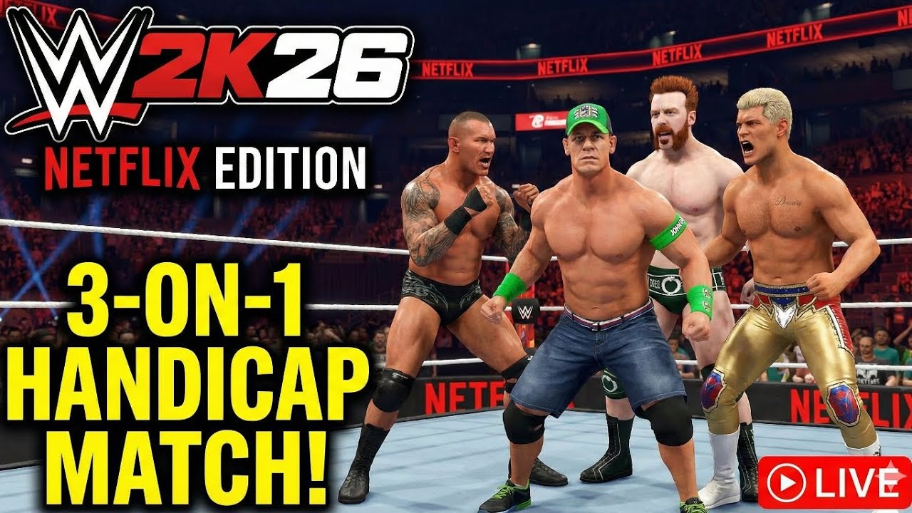 #WWE #2K26 featuring a 3-on-1 handicap match #2k25 #johncena #netflix #gaming #gameplay  