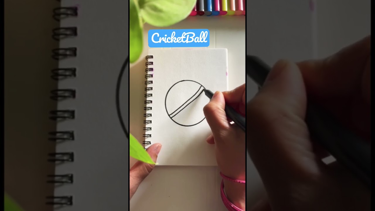 Cricket Ball Easy Draw 🏏 #shorts #drawing #easy #cricket