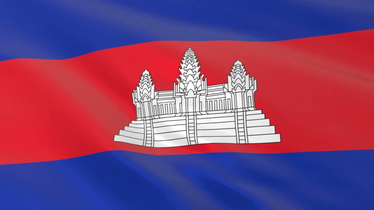 Flag of Cambodia waving in the wind.