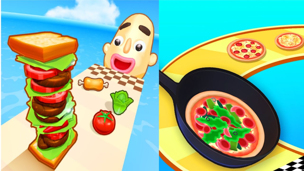 Sandwich Runner Vs Pizza Rush 3d New Update All Levels Gameplay Android Ios 