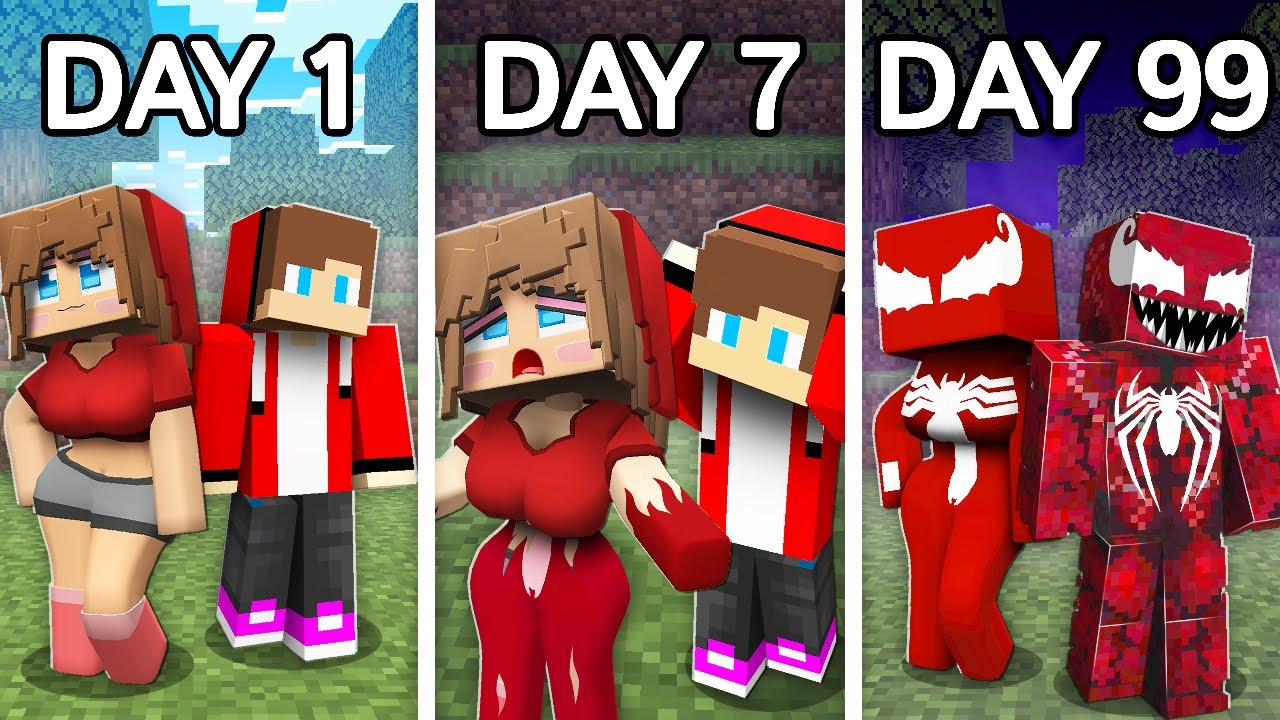 JJ and JJ's Girl Become CARNAGE! CARNAGE EVOLUTION with Mikey in MInecraft - Maizen