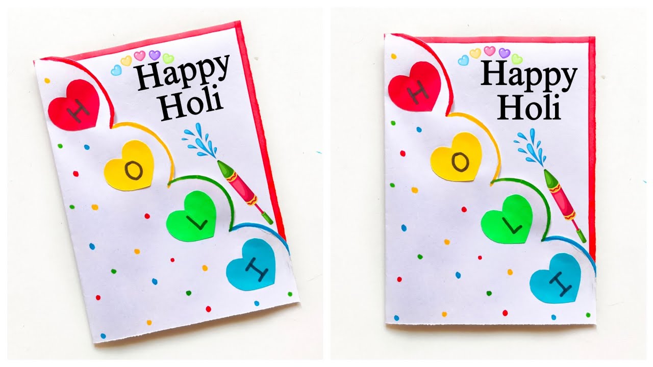 Last minute Happy Holi Easy Card | Handmade Holi greeting card | DIY Holi Card | Happy Holi Card