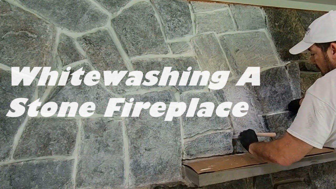 Whitewashing A Stone Fireplace