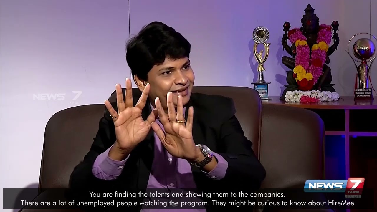 Mr.Chocko Valliappa, the Founder of HireMee, is interviewed in News7Tamil channel.